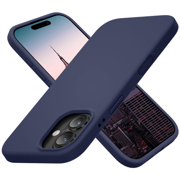 Cordking for iPhone 17 Case, Silicone Ultra Slim Shockproof Protective Phone Case with [Soft Anti-Scratch Microfiber Lining], 6.3 inch, Navy Blue