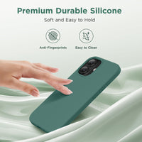 Cordking for iPhone 17 Case, Silicone Ultra Slim Shockproof Protective Phone Case with [Soft Anti-Scratch Microfiber Lining], 6.3 inch, Midnight Green