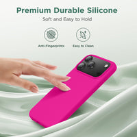 Cordking for iPhone 17 Pro Case, Silicone Ultra Slim Shockproof Protective Phone Case with [Soft Anti-Scratch Microfiber Lining], 6.3 inch, Hot Pink