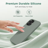 Cordking for iPhone 17 Case, Silicone Ultra Slim Shockproof Protective Phone Case with [Soft Anti-Scratch Microfiber Lining], 6.3 inch, Calke Green