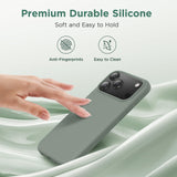 Cordking for iPhone 17 Pro Case, Silicone Ultra Slim Shockproof Protective Phone Case with [Soft Anti-Scratch Microfiber Lining], 6.3 inch, Calke Green
