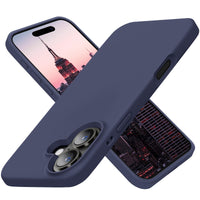 Cordking Designed for iPhone 16 Plus Case, Silicone Ultra Slim Shockproof Protective Phone Case with [Soft Anti-Scratch Microfiber Lining], 6.7 inch, Navy Blue