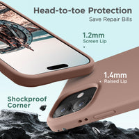 Cordking for iPhone 17 Case, Silicone Ultra Slim Shockproof Protective Phone Case with [Soft Anti-Scratch Microfiber Lining], 6.3 inch, Light Brown
