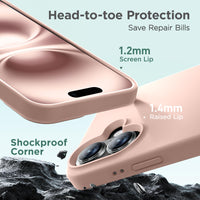 Cordking Designed for iPhone 16 Case, Silicone Ultra Slim Shockproof Protective Phone Case with [Soft Anti-Scratch Microfiber Lining], 6.1 inch, Pinksand