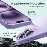 Cordking Designed for iPhone 16 Plus Case, Silicone Ultra Slim Shockproof Protective Phone Case with [Soft Anti-Scratch Microfiber Lining], 6.7 inch, Clove Purple