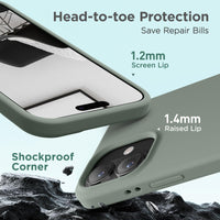 Cordking for iPhone 17 Case, Silicone Ultra Slim Shockproof Protective Phone Case with [Soft Anti-Scratch Microfiber Lining], 6.3 inch, Calke Green