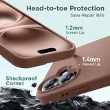 Cordking Designed for iPhone 16 Case, Silicone Ultra Slim Shockproof Protective Phone Case with [Soft Anti-Scratch Microfiber Lining], 6.1 inch, Light Brown