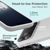 Cordking for iPhone 17 Pro Case, Silicone Ultra Slim Shockproof Protective Phone Case with [Soft Anti-Scratch Microfiber Lining], 6.3 inch, White