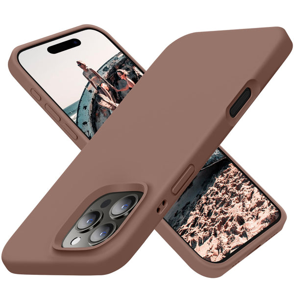 Cordking Designed for iPhone 16 Pro Case, Silicone Ultra Slim Shockproof Protective Phone Case with [Soft Anti-Scratch Microfiber Lining], 6.3 inch, Light Brown