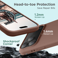 Cordking for iPhone 17 Pro Case, Silicone Ultra Slim Shockproof Protective Phone Case with [Soft Anti-Scratch Microfiber Lining], 6.3 inch, Light Brown