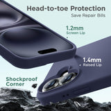 Cordking Designed for iPhone 16 Case, Silicone Ultra Slim Shockproof Protective Phone Case with [Soft Anti-Scratch Microfiber Lining], 6.1 inch, Navy Blue