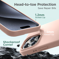 Cordking Designed for iPhone 16 Pro Max Case, Silicone Ultra Slim Shockproof Protective Phone Case with [Soft Anti-Scratch Microfiber Lining], 6.9 inch, Pinksand