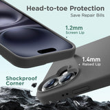 Cordking Designed for iPhone 16 Plus Case, Silicone Ultra Slim Shockproof Protective Phone Case with [Soft Anti-Scratch Microfiber Lining], 6.7 inch, Space Gray