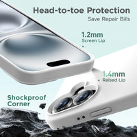 Cordking Designed for iPhone 16 Plus Case, Silicone Ultra Slim Shockproof Protective Phone Case with [Soft Anti-Scratch Microfiber Lining], 6.7 inch, White