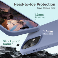 Cordking for iPhone 17 Case, Silicone Ultra Slim Shockproof Protective Phone Case with [Soft Anti-Scratch Microfiber Lining], 6.3 inch, Lavender Gray