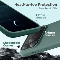Cordking for iPhone 17 Pro Case, Silicone Ultra Slim Shockproof Protective Phone Case with [Soft Anti-Scratch Microfiber Lining], 6.3 inch, Midnight Green