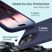 Cordking for iPhone 17 Case, Silicone Ultra Slim Shockproof Protective Phone Case with [Soft Anti-Scratch Microfiber Lining], 6.3 inch, Navy Blue