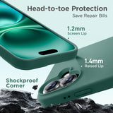 Cordking Designed for iPhone 16 Case, Silicone Ultra Slim Shockproof Protective Phone Case with [Soft Anti-Scratch Microfiber Lining], 6.1 inch, Midnight Green