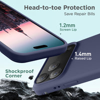 Cordking for iPhone 17 Pro Case, Silicone Ultra Slim Shockproof Protective Phone Case with [Soft Anti-Scratch Microfiber Lining], 6.3 inch, Navy Blue