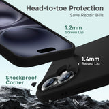 Cordking Designed for iPhone 16 Case, Silicone Ultra Slim Shockproof Protective Phone Case with [Soft Anti-Scratch Microfiber Lining], 6.1 inch, Black