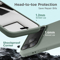 Cordking for iPhone 17 Pro Case, Silicone Ultra Slim Shockproof Protective Phone Case with [Soft Anti-Scratch Microfiber Lining], 6.3 inch, Calke Green