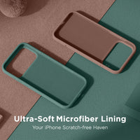 Cordking for iPhone 17 Pro Case, Silicone Ultra Slim Shockproof Protective Phone Case with [Soft Anti-Scratch Microfiber Lining], 6.3 inch, Midnight Green