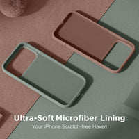 Cordking for iPhone 17 Pro Case, Silicone Ultra Slim Shockproof Protective Phone Case with [Soft Anti-Scratch Microfiber Lining], 6.3 inch, Calke Green