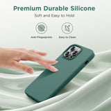 Cordking for iPhone 14 Pro Case, Silicone Ultra Slim Shockproof Protective Phone Case with [Soft Anti-Scratch Microfiber Lining], 6.1 inch, Midnight Green