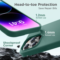 Cordking for iPhone 14 Pro Max Case, Premium Liquid Silicone Shockproof for iPhone 14 ProMax Case with [Soft Anti-Scratch Microfiber Lining], 6.7 inch, Midnight Green