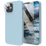 Cordking [5 in 1] Designed for iPhone 12 Case, for iPhone 12 Pro Case, with 2 Screen Protectors + 2 Camera Lens Protectors, Shockproof Silicone Case with Microfiber Lining,Sky Blue