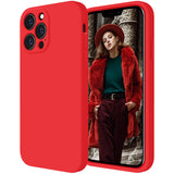 Cordking Designed for iPhone 13 Pro Max Case, Silicone Full Cover [Enhanced Camera Protection] Shockproof Protective Phone Case with [Soft Anti-Scratch Microfiber Lining], 6.7 inch, Red