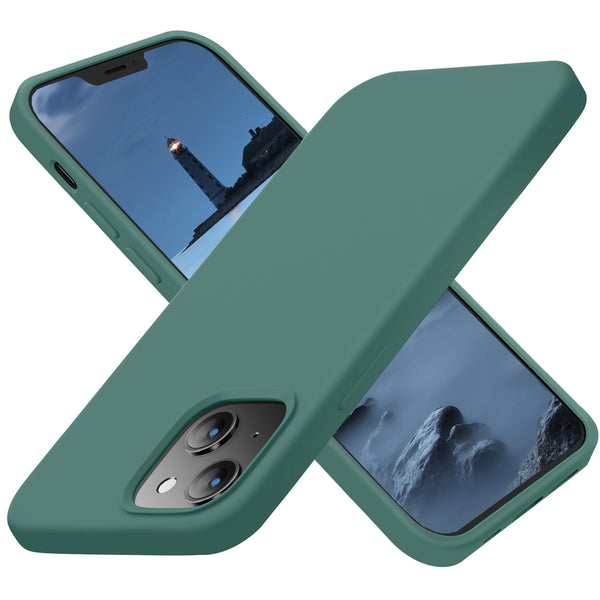 Cordking Compatible with iPhone 13 Mini Case, Ultra Slim Silicone Shockproof Protective [Enhanced Camera Protection] Cover with [Soft Anti-Scratch Microfiber Lining], 5.4 inch,Midnight Green