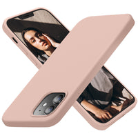 Cordking Designed for iPhone 12 Case, Designed for iPhone 12 Pro Case, Slim Silicone Shockproof Phone Case with [Soft Anti-Scratch Microfiber Lining] 6.1 inch, Pinksand