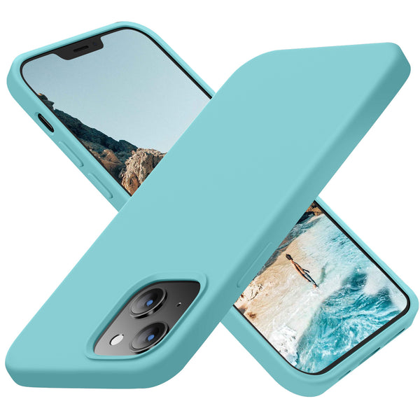 Cordking Designed for iPhone 13 Mini Case, Silicone Ultra Slim Shockproof Protective Phone Case with [Soft Anti-Scratch Microfiber Lining], 5.4 inch, Sea Blue