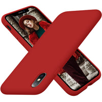 Cordking iPhone Xs Case for Women, iPhone X Case, Silicone Ultra Slim Shockproof Phone Case with [Soft Anti-Scratch Microfiber Lining], 5.8 inch, Red