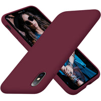 Cordking iPhone Xs MAX Case, Silicone Ultra Slim Shockproof Protective Phone Case with [Soft Anti-Scratch Microfiber Lining], 6.5 inch, Plum