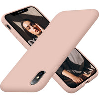 Cordking iPhone Xs MAX Case for Women, Silicone Ultra Slim Shockproof Protective Phone Case with [Soft Anti-Scratch Microfiber Lining], 6.5 inch, Pinksand