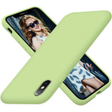 Cordking iPhone Xs MAX Case, Silicone Ultra Slim Shockproof Protective Phone Case with [Soft Anti-Scratch Microfiber Lining], 6.5 inch, Tea Green