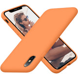 Cordking iPhone Xs MAX Case, Silicone Ultra Slim Shockproof Protective Phone Case with [Soft Anti-Scratch Microfiber Lining], 6.5 inch, Kumquat