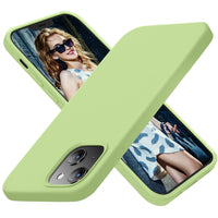 Cordking Designed for iPhone 13 Mini Case, Silicone Ultra Slim Shockproof Protective Phone Case with [Soft Anti-Scratch Microfiber Lining], 5.4 inch, Tea Green