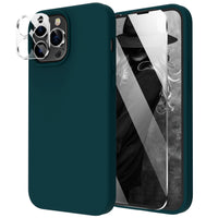 Cordking [5 in 1] Designed for iPhone 12 Pro Max Case, with 2 Screen Protectors + 2 Camera Lens Protectors, Shockproof Silicone Phone Case with Microfiber Lining, Teal