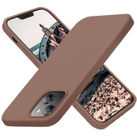 Cordking Designed for iPhone 13 Case, Silicone Ultra Slim Shockproof Protective Phone Case with [Soft Anti-Scratch Microfiber Lining], 6.1 inch, Light Brown