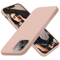 Cordking Designed for iPhone 13 Case for Women, Silicone Ultra Slim Shockproof Protective Phone Case with [Soft Anti-Scratch Microfiber Lining], 6.1 inch, Pinksand