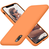 Cordking iPhone XR Cases, Silicone Ultra Slim Shockproof Phone Case with [Soft Anti-Scratch Microfiber Lining], 6.1 inch, Kumquat