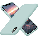 Cordking Case for iPhone X, iPhone Xs, Silicone Ultra Slim Shockproof Phone Case with [Soft Anti-Scratch Microfiber Lining], 5.8 inch, Mint Green