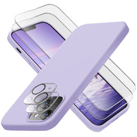 Cordking Designed for iPhone 14 Plus Case, Silicone Phone Case with [2 Screen Protectors] + [2 Camera Lens Protectors] and Soft Anti-Scratch Microfiber Lining Inside, 6.7 inch, Clove Purple