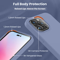 Cordking Designed for iPhone 14 Pro Max Case, Silicone Phone Case with [2 Screen Protectors] + [2 Camera Lens Protectors] and Soft Anti-Scratch Microfiber Lining Inside, 6.7 inch, Lavender Gray