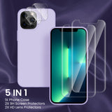 Cordking [5 in 1] Designed for iPhone 13 Pro Case, with 2 Screen Protectors + 2 Camera Lens Protectors, Shockproof Silicone Phone Case with Microfiber Lining, Clove Purple