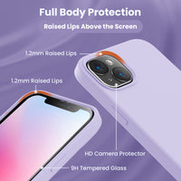 Cordking Designed for iPhone 14 Plus Case, Silicone Phone Case with [2 Screen Protectors] + [2 Camera Lens Protectors] and Soft Anti-Scratch Microfiber Lining Inside, 6.7 inch, Clove Purple