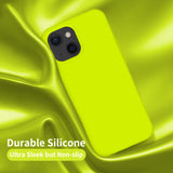 Cordking Designed for iPhone 13 Case, Silicone Ultra Slim Shockproof Protective Phone Case with [Soft Anti-Scratch Microfiber Lining], 6.1 inch, Fluorescent Green